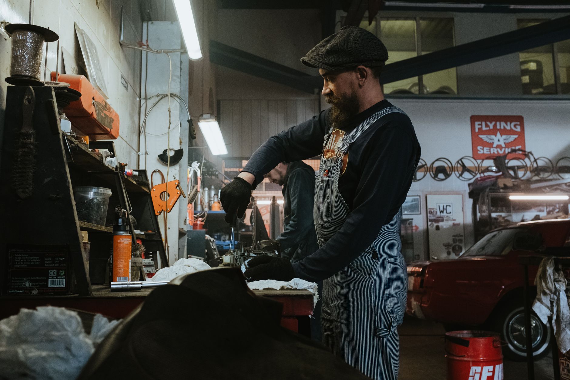Vintage garage restoration workshop